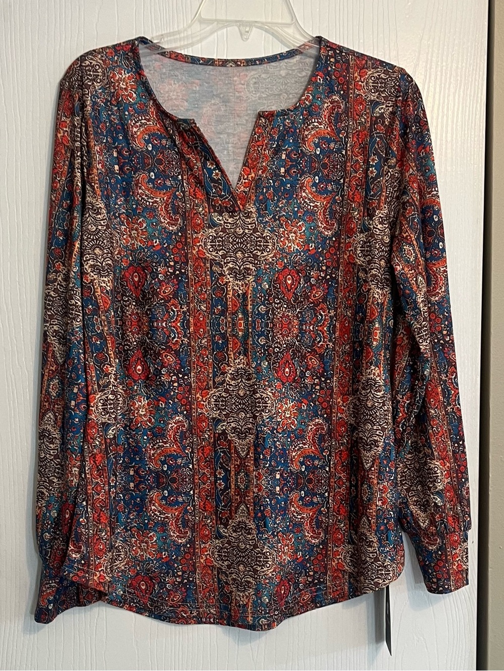 Ivicoer Women’s Size Medium Blue Orange Long Sleeve Blouse Top NWT Amazon